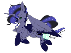 Size: 2859x2121 | Tagged: safe, artist:farewelldecency, oc, oc only, alicorn, hybrid, pony, zebra, zony, alicorn oc, magical lesbian spawn, offspring, parent:princess luna, parent:zecora, parents:lunacora, solo, zebra alicorn