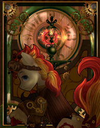 Size: 2905x3690 | Tagged: safe, artist:segraece, clock, goggles, solo, steampunk