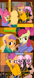 Size: 894x2040 | Tagged: safe, edit, edited screencap, screencap, apple bloom, cheerilee, scootaloo, tender taps, earth pony, pony, on your marks, colt, female, jay sherman, jeremy hawke, lesbian, male, olivia hawke, scootabloom, screencap comic, shipping, tenderbloom, the critic