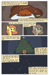 Size: 1984x3035 | Tagged: safe, artist:shoutingisfun, oc, oc only, comic:the little match filly, christmas tree, comic, female, filly, implied ponies eating meat, match, night, sad, shooting star, sky, the little match girl, tree, turkey