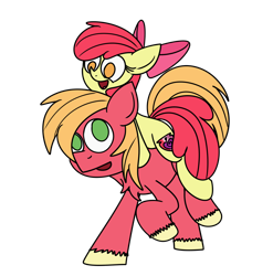 Size: 1308x1326 | Tagged: safe, artist:mr. rottson, apple bloom, big macintosh, earth pony, pony, chest fluff, cutie mark, female, filly, male, open mouth, piggyback ride, riding, simple background, stallion, the cmc's cutie marks, transparent background, unshorn fetlocks