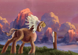 Size: 1582x1114 | Tagged: safe, artist:owlvortex, little strongheart, feather, scenery, solo