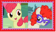 Size: 112x64 | Tagged: safe, apple bloom, twist, earth pony, pony, deviantart stamp, female, filly, lesbian, shipping, stamp, twistbloom