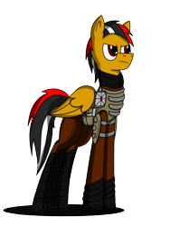 Size: 1920x2560 | Tagged: safe, artist:derpanater, oc, oc only, oc:merit cross, pegasus, pony, fallout equestria, fallout equestria: dance of the orthrus, armor, clothes, commission, digital art, enclave, energy weapon, laser rifle, solo, uniform, weapon