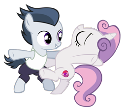 Size: 1139x1024 | Tagged: safe, artist:lunaticdawn, rumble, sweetie belle, dancing, female, male, rumbelle, shipping, straight