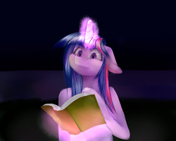 Size: 5000x4000 | Tagged: safe, artist:sugartool, twilight sparkle, semi-anthro, absurd resolution, book, glowing horn, magic, solo, telekinesis