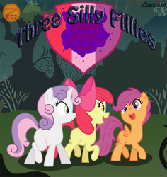 Size: 933x989 | Tagged: safe, artist:zetar02, apple bloom, scootaloo, sweetie belle, cover, cutie mark crusaders, fanfic art, fanfic cover, skull, skull and crossbones