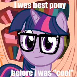 Size: 300x300 | Tagged: safe, twilight sparkle, before it was cool, exploitable meme, glasses, hipster, meme, solo