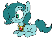 Size: 169x126 | Tagged: safe, alternate version, artist:vree, oc, oc only, oc:emerald jewel, earth pony, pony, alternate color palette, amulet, colt, colt quest, concerned, femboy, flockmod, foal, frown, male, picture for breezies, solo