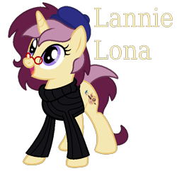 Size: 672x648 | Tagged: safe, artist:monkfishyadopts, oc, oc only, oc:lannie lona, base used, beatnik, beret, clothes, glasses, solo, sweater, turtleneck