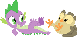 Size: 3586x1751 | Tagged: safe, artist:porygon2z, owlowiscious, spike, dragon, feet, simple background, transparent background, vector