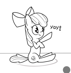 Size: 629x641 | Tagged: safe, artist:aneonart, apple bloom, cutie mark, monochrome, solo, the cmc's cutie marks, yay