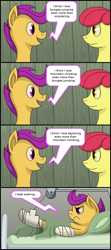 Size: 800x1800 | Tagged: safe, artist:frenkieart, apple bloom, scootaloo, on your marks, comic