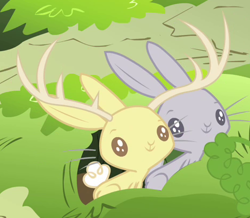 Size: 466x407 | Tagged: safe, screencap, rabbit, filli vanilli, animal, burrow, cropped, duo, jackalope