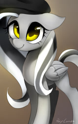 Size: 661x1039 | Tagged: safe, artist:rocy canvas, oc, oc only, pegasus, pony, floppy ears, smiling, solo