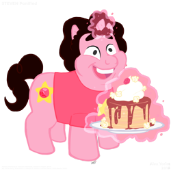 Size: 1280x1280 | Tagged: safe, artist:alexyorim, crossover, ponified, solo, steven quartz universe, steven universe, together breakfast, uncomfortable steven face