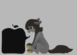 Size: 1081x783 | Tagged: safe, artist:enma-darei, oc, oc only, oc:mortimer hooves, earth pony, pony, floppy ears, glasses, male, race swap, sad, simple background, sitting, solo, stallion