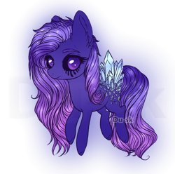 Size: 711x706 | Tagged: safe, artist:du-sk, black sclera, blue, crying, crystal, ear fluff, eyebrows, gem, makeup, purple, solo, space