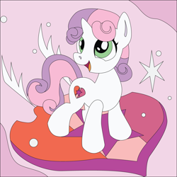 Size: 3597x3597 | Tagged: safe, artist:the-paper-pony, sweetie belle, cutie mark, mockup, open mouth, shadowbox, solo, the cmc's cutie marks