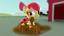 Size: 1920x1080 | Tagged: safe, artist:viranimation, apple bloom, 3d, dirty, gmod, mud, muddy