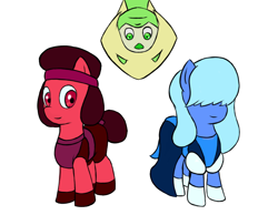 Size: 900x700 | Tagged: safe, artist:duskswordsman, peridot (steven universe), ponified, ruby, ruby (steven universe), sapphire, sapphire (steven universe), steven universe