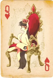 Size: 831x1200 | Tagged: safe, artist:kolshica, derpibooru import, wild fire, playing card, queen of hearts