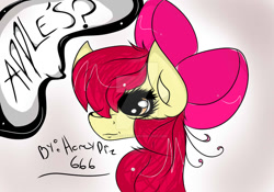 Size: 1024x717 | Tagged: safe, artist:honeypie666, apple bloom, bust, portrait, solo, watermark