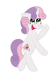Size: 1936x2592 | Tagged: safe, artist:squipycheetah, sweetie belle, pony, unicorn, crusaders of the lost mark, alternate cutie mark, cute, cutie mark, diasweetes, filly, happy, looking up, open mouth, simple background, smiling, solo, standing, the cmc's cutie marks, transparent background, vector