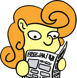 Size: 286x288 | Tagged: safe, artist:muffinexplosion, carrot top, golden harvest, earth pony, pony, background pony, exploitable meme, female, foal free press, inverted mouth, mare, meme, newspaper, newspaper meme, reaction image, simple background, solo, transparent background, woonoggles