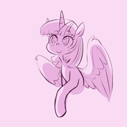 Size: 750x750 | Tagged: safe, artist:craftykraken, twilight sparkle, twilight sparkle (alicorn), alicorn, pony, female, mare, monochrome, simple background, solo