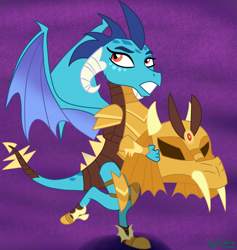 Size: 2320x2452 | Tagged: safe, artist:loyalwing, princess ember, dragon, gauntlet of fire, armor, dragon armor, solo