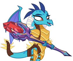 Size: 4375x3691 | Tagged: safe, artist:sketchmcreations, dragon lord ember, princess ember, dragon, gauntlet of fire, armor, bloodstone scepter, dragon armor, dragoness, inkscape, open mouth, simple background, solo, transparent background, vector