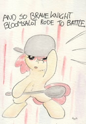 Size: 696x994 | Tagged: safe, artist:slightlyshade, apple bloom, pony, bipedal, open mouth, solo, traditional art