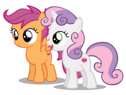 Size: 1200x902 | Tagged: safe, artist:hendro107, scootaloo, sweetie belle, crusaders of the lost mark, .psd available, cutie mark, open mouth, simple background, the cmc's cutie marks, transparent background, vector