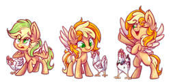 Size: 1600x781 | Tagged: safe, artist:spacechickennerd, oc, oc only, oc:chickpea, oc:porridge, chicken, comparison, cute, pet, pet oc