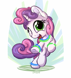 Size: 1100x1199 | Tagged: safe, artist:bobdude0, sweetie belle, cute, dancing, diasweetes, glowstick, solo