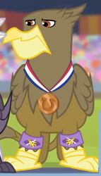 Size: 281x491 | Tagged: safe, screencap, griffon, equestria games (episode), background griffon, equestria games, gaston (griffon), solo focus, wristband