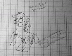 Size: 1447x1117 | Tagged: safe, artist:lisa400, scootaloo, cutie mark, graph paper, horses doing horse things, rearing, sketch, solo, the cmc's cutie marks, traditional art