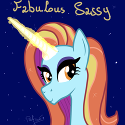 Size: 2000x2000 | Tagged: safe, artist:susanzx2000, derpibooru import, sassy saddles, magic, solo