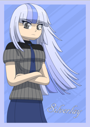 Size: 2084x2944 | Tagged: safe, artist:zacatron94, oc, oc only, oc:silverlay, human, clothes, humanized, solo, sweater