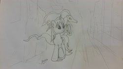 Size: 5312x2988 | Tagged: safe, artist:parclytaxel, oc, oc only, oc:parcly taxel, oc:spindle, alicorn, pony, windigo, alicorn oc, hong kong, lineart, looking up, mong kok, monochrome, parcly in hong kong, story included, street, traditional art, walking, windigo oc