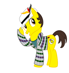 Size: 2432x2556 | Tagged: safe, artist:adkead80, oc, oc only, oc:adam, oc:adkead80, clothes, feather, fedora, hat, plaid shirt, simple background, solo, transparent background, vector