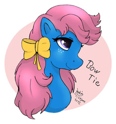 Size: 930x1000 | Tagged: safe, artist:joakaha, bow tie (g1), earth pony, pony, g1, bow, bust, female, hair bow, mare, portrait, solo