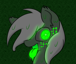 Size: 1280x1083 | Tagged: safe, artist:askhypnoswirl, oc, oc only, oc:limel kazotetsu, cyborg, goo pony, original species, glowing eyes, glowing tongue, gooborg, solo, tongue out