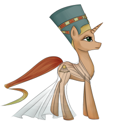 Size: 1000x1000 | Tagged: safe, artist:yuntaoxd, oc, oc only, pony, unicorn, clothes, dress, egyptian, hat, nefertiti, simple background, solo, transparent background