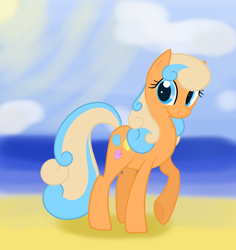 Size: 2550x2700 | Tagged: safe, artist:theresamooseloose, oc, oc only, oc:shelly shores, earth pony, pony, beach, female, mare, solo