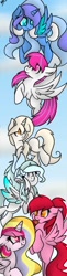 Size: 250x1024 | Tagged: safe, artist:xxrosettacookiexx, oc, oc only, alicorn, pegasus, pony, flying