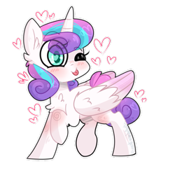 Size: 655x639 | Tagged: safe, artist:secretwanderlust, princess flurry heart, spoiler:s06, :p, blushing, chest fluff, cute, ear fluff, eye clipping through hair, filly flurry heart, flurrybetes, heart, heart eyes, leg fluff, older, older flurry heart, one eye closed, simple background, solo, tongue out, transparent background, wing fluff, wingding eyes, wink