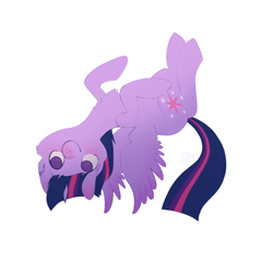 Size: 800x800 | Tagged: safe, artist:miss-cats, twilight sparkle, twilight sparkle (alicorn), alicorn, pony, looking down, looking up, simple background, solo, upside down, white background
