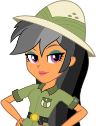 Size: 6415x8458 | Tagged: safe, artist:pink1ejack, chestnut magnifico, daring do, equestria girls, absurd resolution, clothes, female, hat, looking at you, pith helmet, simple background, solo, transparent background, vector